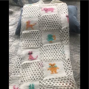 Sweet Hand Crocheted Needlepoint Baby Blanket